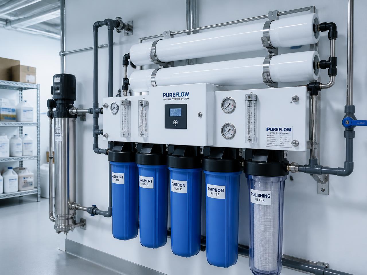 Commercial reverse osmosis water filtration system