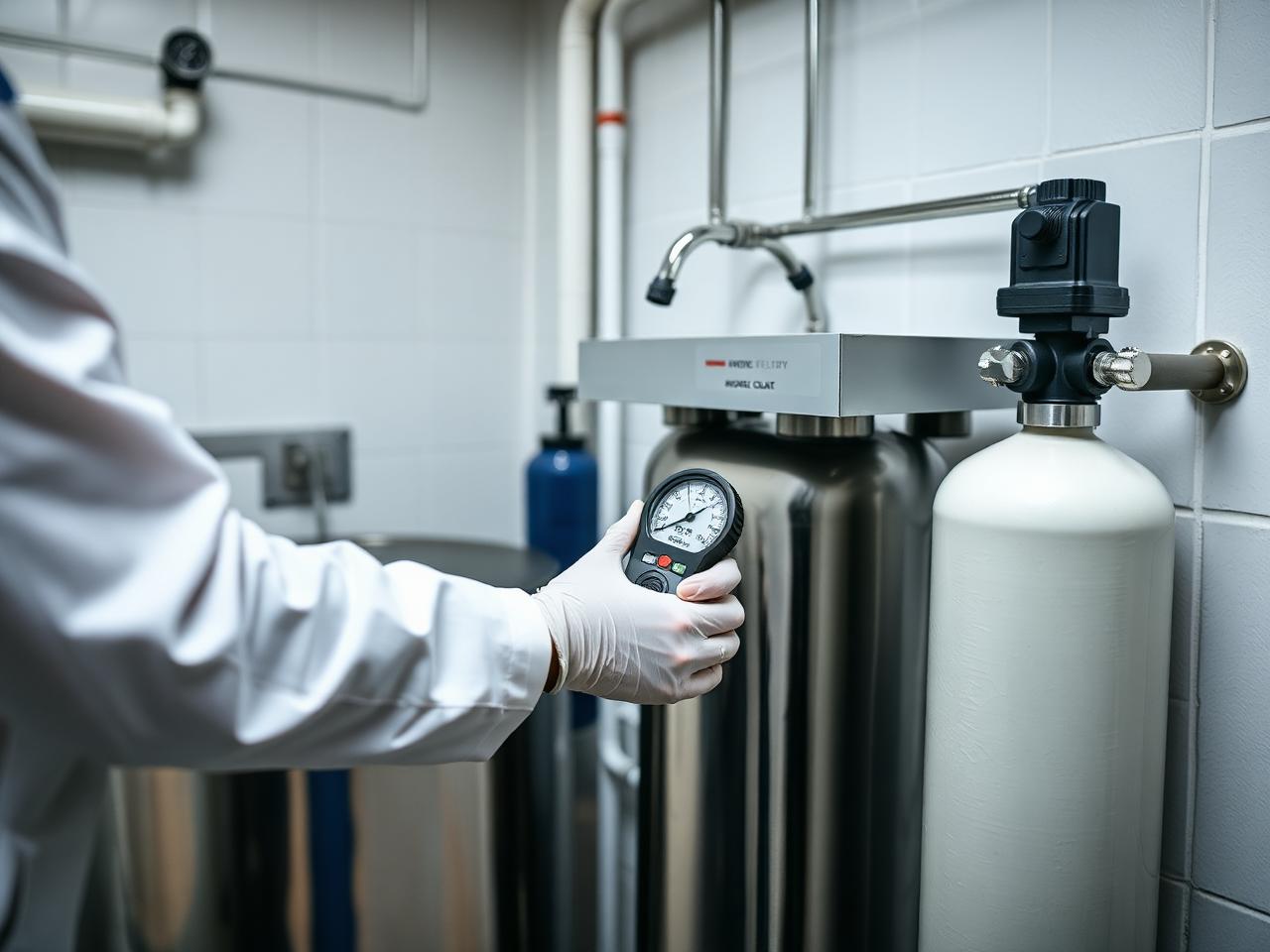 Technician testing home water hardness and TDS
